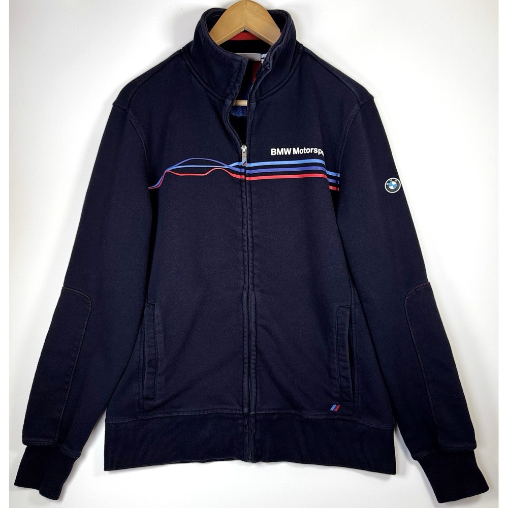 BMW Motorsport Jacket Men Medium Navy Blue Racing Powered By M Full Zip